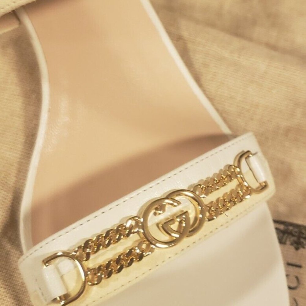 Gucci Scamosciato White Women's Sandals Size 37.5 - Picture 6 of 9